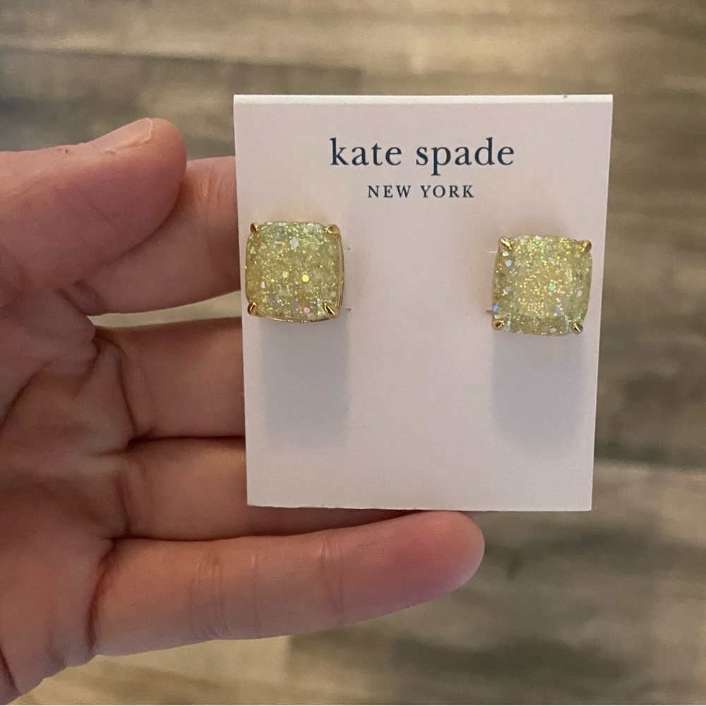 NEW Kate Spade Square Opal Glitter Stud Earrings